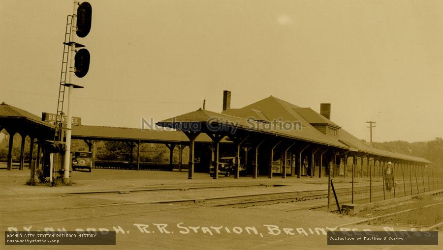 Postcard: New York, New Haven & Hartford Railroad Station, Braintree, Massachusetts
